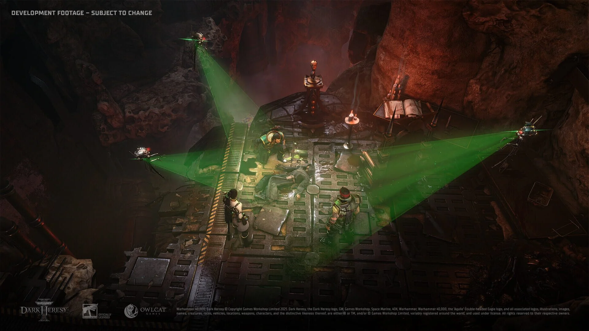 Représentation d’une cité-ruche menacée par l’hérésie dans Warhammer 40,000: Dark Heresy.