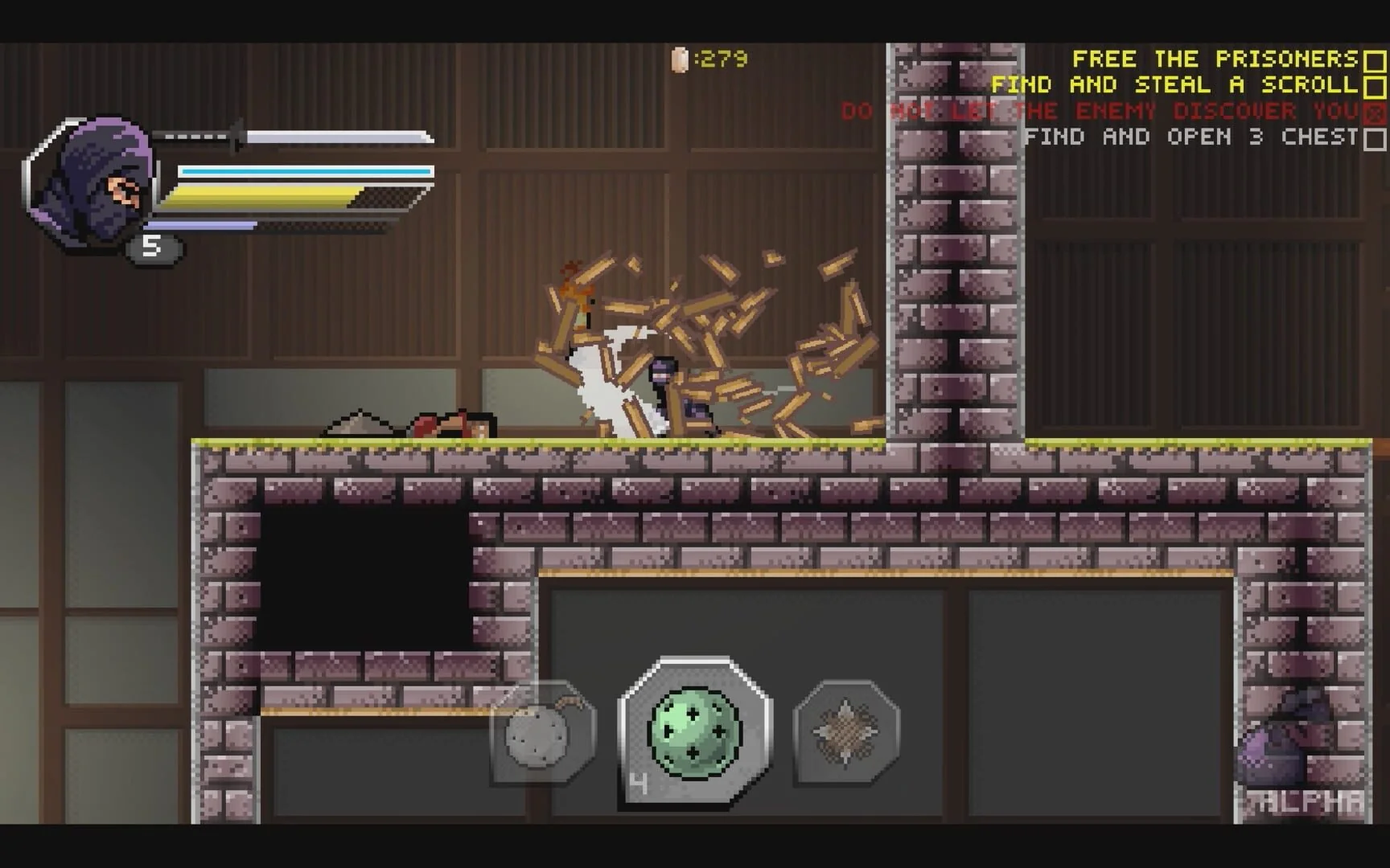 Screenshot from Pixel Shinobi: Nine demons of Mamoru