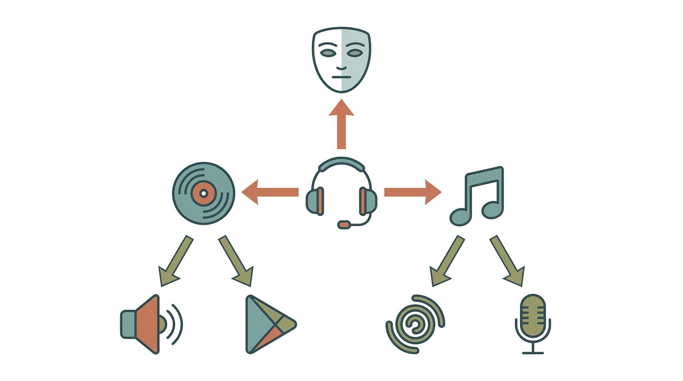 Diagram mapping how franchise identity elements connect (icons only).