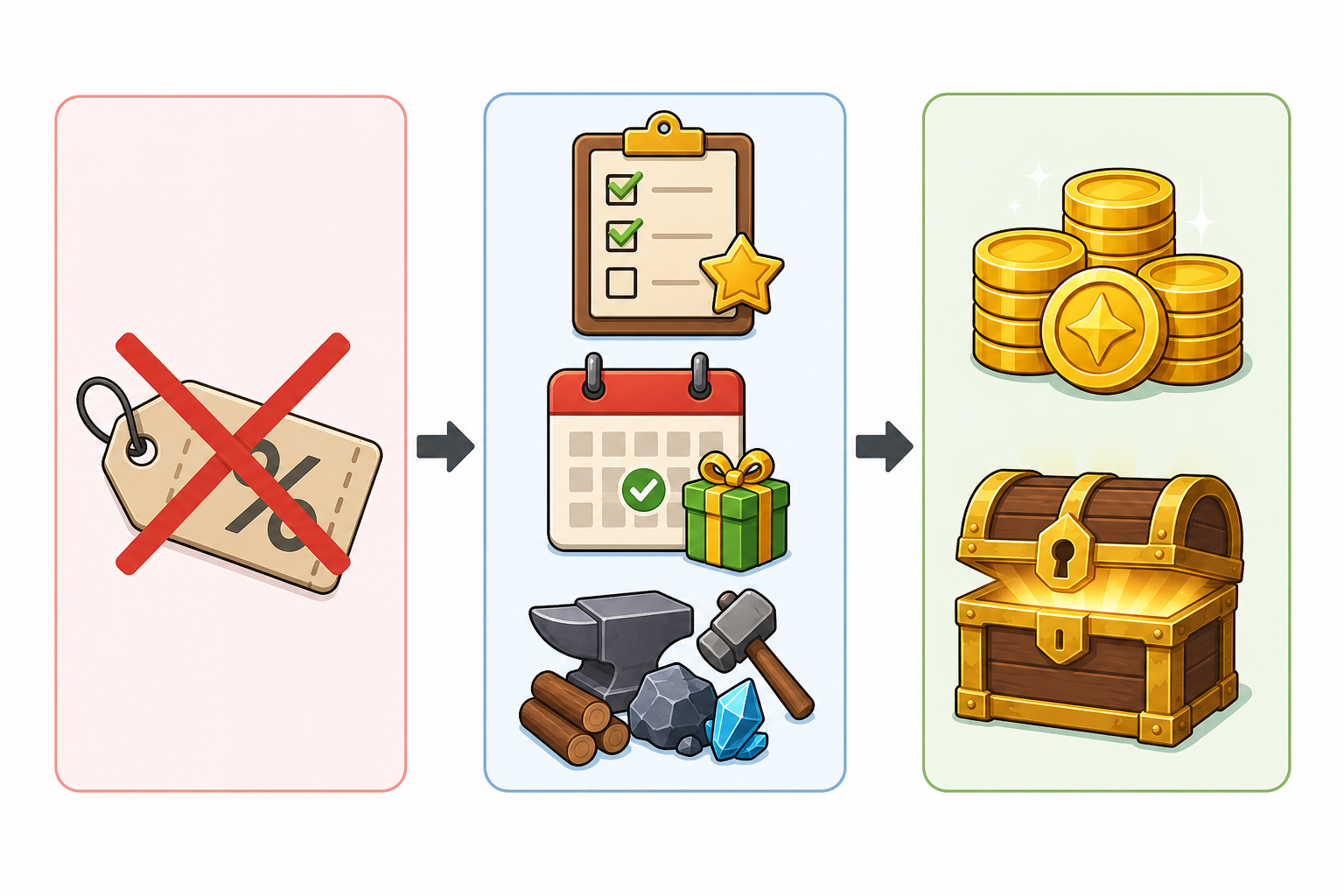 Icon-based infographic showing alternatives when there are no redeem codes yet