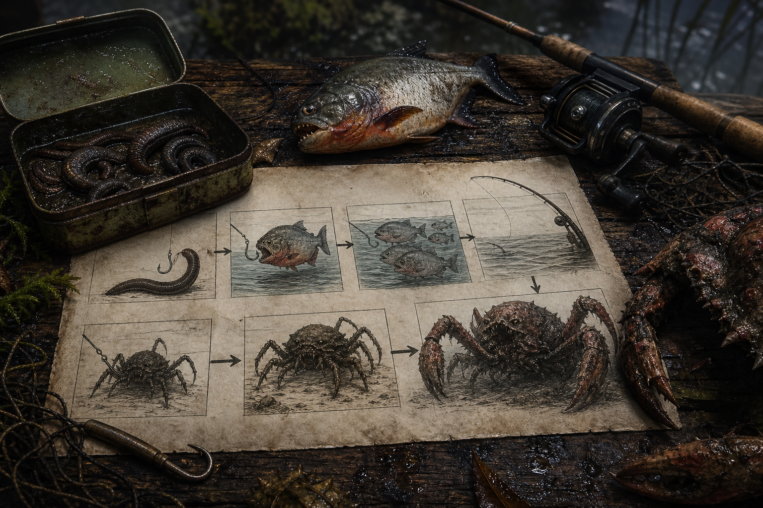 How to Fish : sangsues et route Spider Crab/Giant Piranha