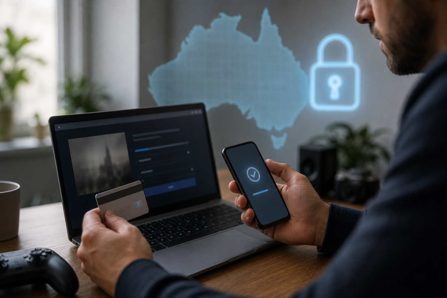Contextual image of credit-card verification for online age-gated purchases in Australia.
